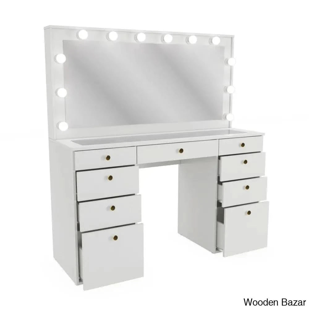 Feagle Vanity Dressing Table With Mirror And Lights