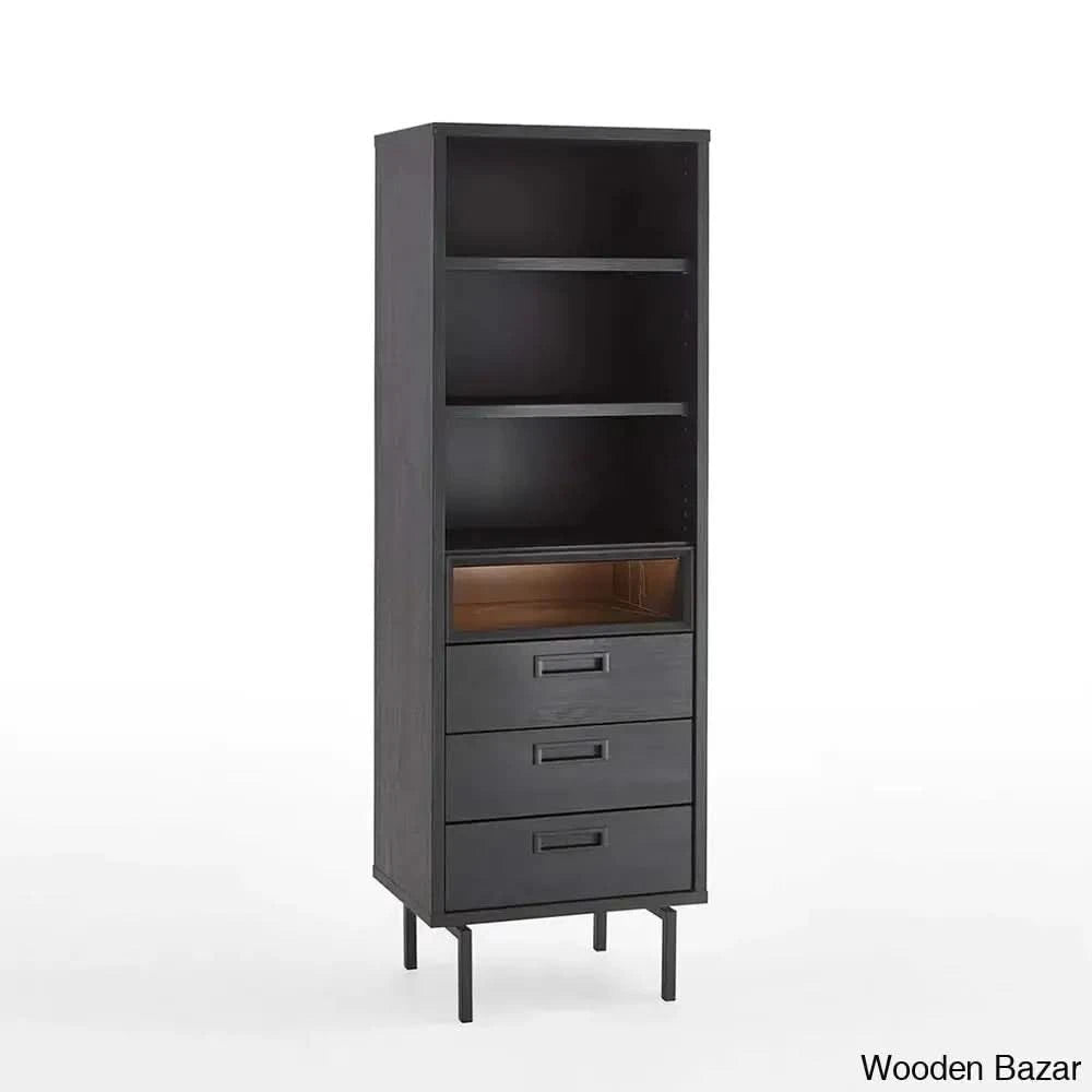Ferw Inspired Living Black Finish Bookshelf And Coffee Table - Wooden Bazar Coffee Table + Books