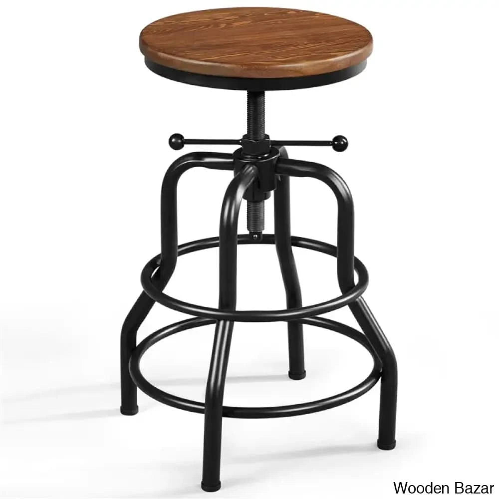 Forg Swivel Solid Wood Adjustable Height Counter And Bar Stool Brown / 1 Piece