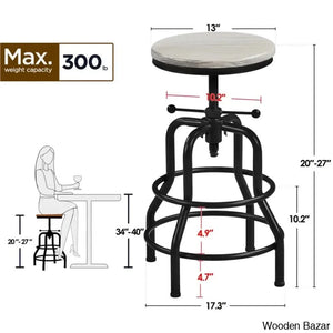 Forg Swivel Solid Wood Adjustable Height Counter And Bar Stool