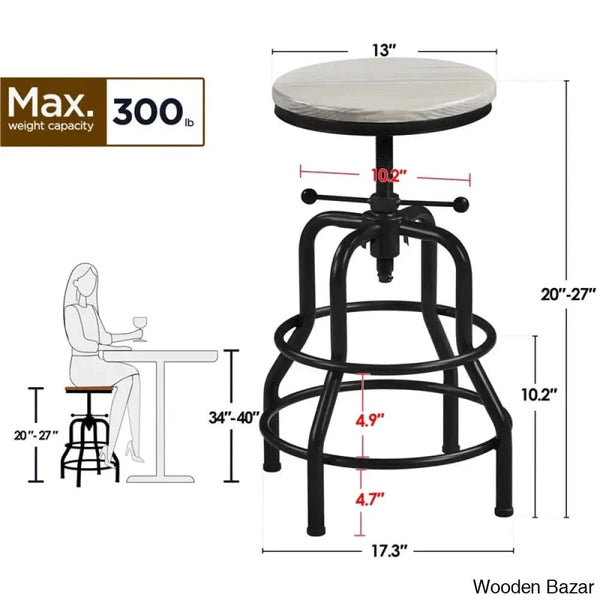Forg Swivel Solid Wood Adjustable Height Counter And Bar Stool