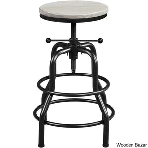 Forg Swivel Solid Wood Adjustable Height Counter And Bar Stool Gray / 1 Piece