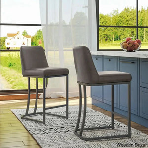 Forsythx Swivel Upholstered 24’’ Counter And Bar Stool With Metal Frame Black / Gray