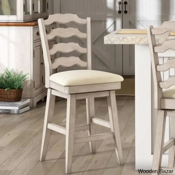 Fortvillek Swivel Upholstered Counter And Bar Stool With Solid Wood Frame