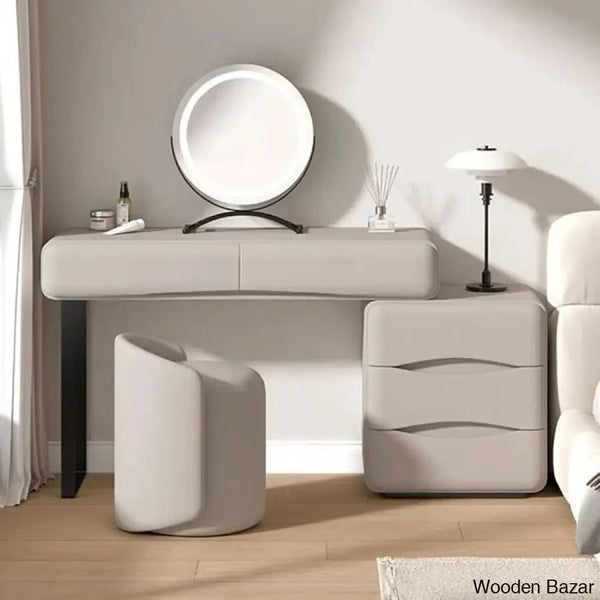 Freida Stool Freida Vanity dressing table with lighted mirror and stool