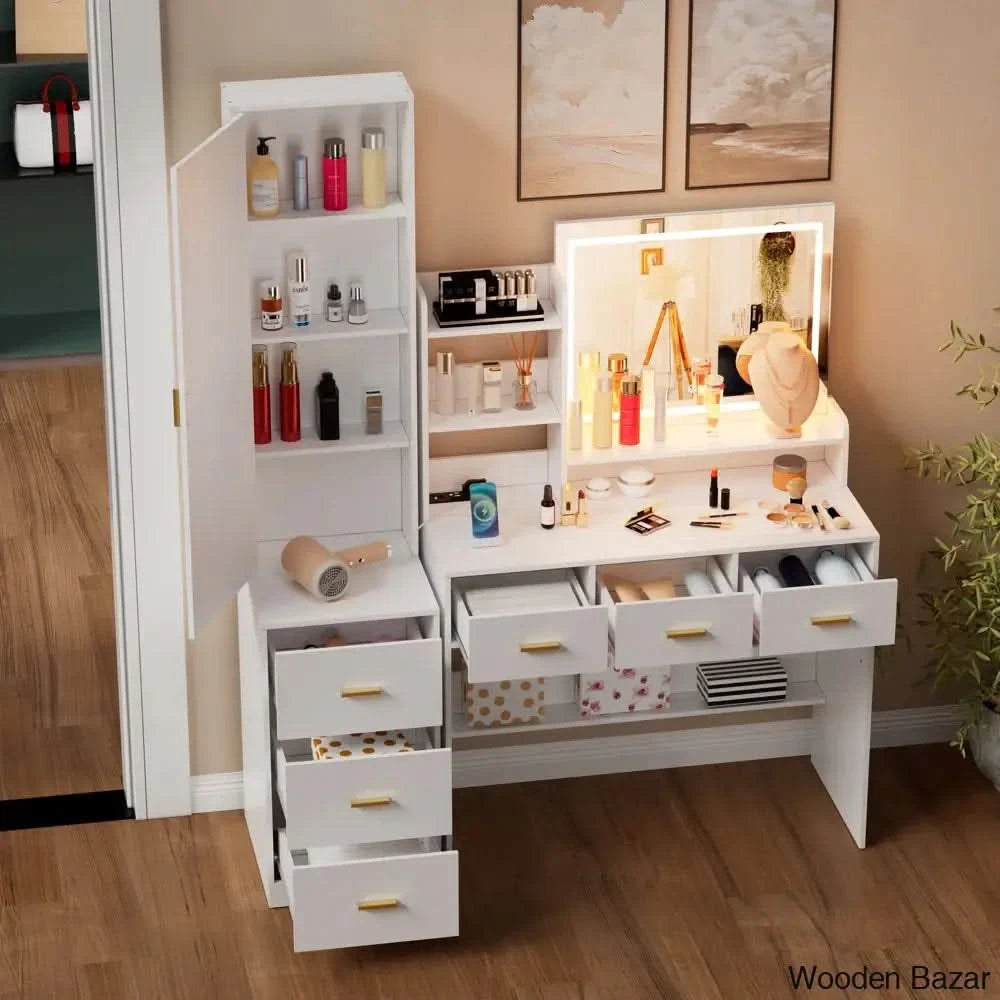 Full View Vanity Dressing Table With Mirror And Lights