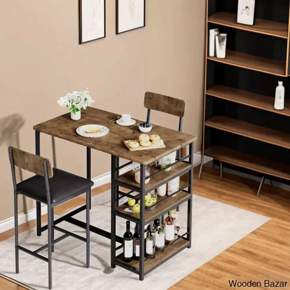Gagley Stylish 2 Seater New Extendable Dining Set Brown