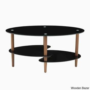 Gailannie Glass Oval Coffee And Center Table 3-Layer Cocktail Center For Living Room