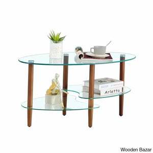 Gailannie Glass Oval Coffee And Center Table 3-Layer Cocktail Center For Living Room