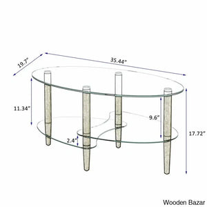 Gailannie Glass Oval Coffee And Center Table 3-Layer Cocktail Center For Living Room