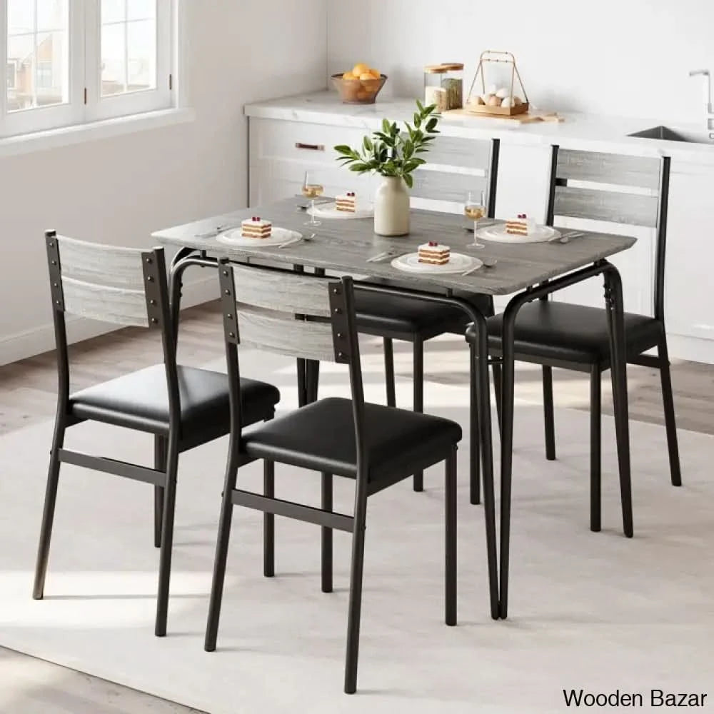 Gary Luxury 4 Seater Dining Table Set For Homes Gray