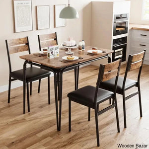 Gary Luxury 4 Seater Dining Table Set For Homes Brown