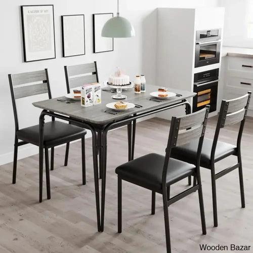 Gary Luxury 4 Seater Dining Table Set For Homes Gray