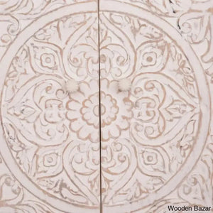 Gene Distress White Mango Wood Cabinet - Wooden Bazar