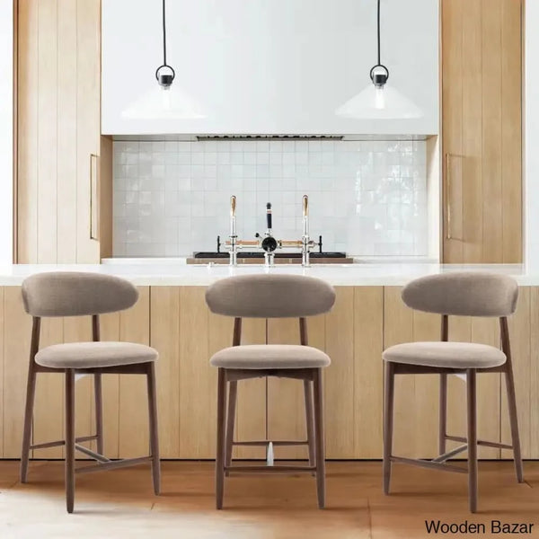 Geor Swivel Upholstered 25’’ Counter And Bar Stool With Solid Wood Frame