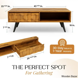 Georgina Solid Wood 4 Legs Coffee And Center Table With Storage
