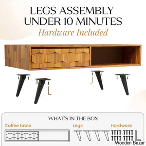 Georgina Solid Wood 4 Legs Coffee And Center Table With Storage