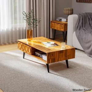Georgina Solid Wood 4 Legs Coffee And Center Table With Storage