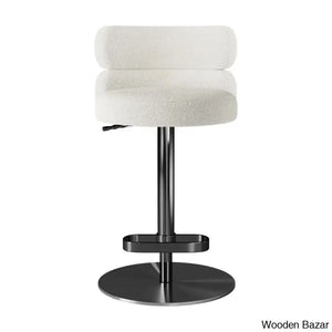 Giacamoy Adjustable Height Swivel Velvet Counter And Bar Stool In Stainless Steel - Modern Design
