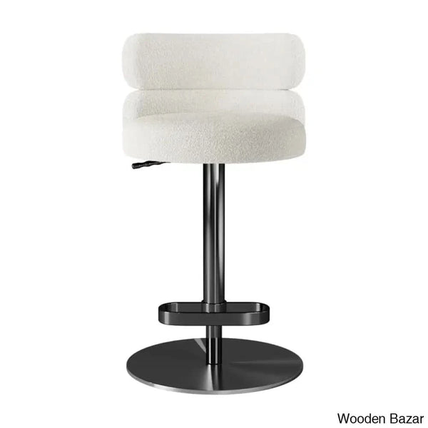 Giacamoy Adjustable Height Swivel Velvet Counter And Bar Stool In Stainless Steel - Modern Design