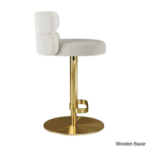 Giacamoy Adjustable Height Swivel Velvet Counter And Bar Stool In Stainless Steel - Modern Design