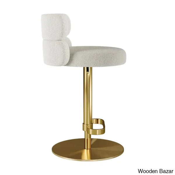 Giacamoy Adjustable Height Swivel Velvet Counter And Bar Stool In Stainless Steel - Modern Design