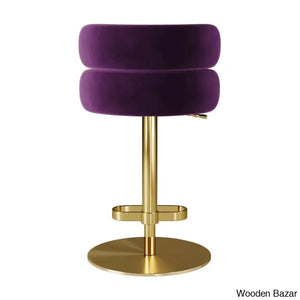 Giacamoy Adjustable Height Swivel Velvet Counter And Bar Stool In Stainless Steel - Modern Design