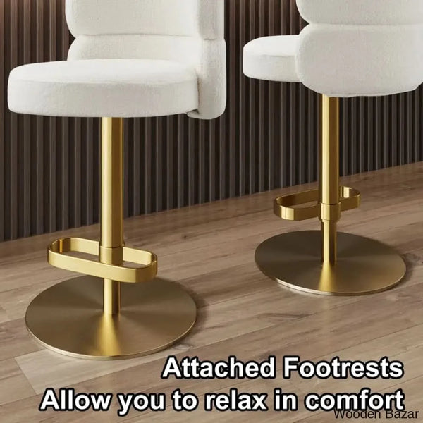 Giacamoy Adjustable Height Swivel Velvet Counter And Bar Stool In Stainless Steel - Modern Design