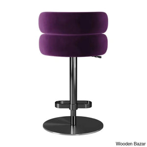 Giacamoy Adjustable Height Swivel Velvet Counter And Bar Stool In Stainless Steel - Modern Design