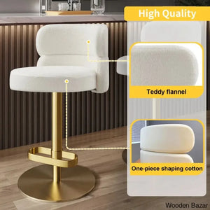 Giacamoy Adjustable Height Swivel Velvet Counter And Bar Stool In Stainless Steel - Modern Design