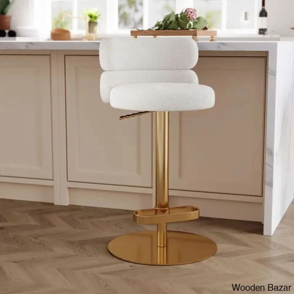 Giacamoy Adjustable Height Swivel Velvet Counter And Bar Stool In Stainless Steel - Modern Design