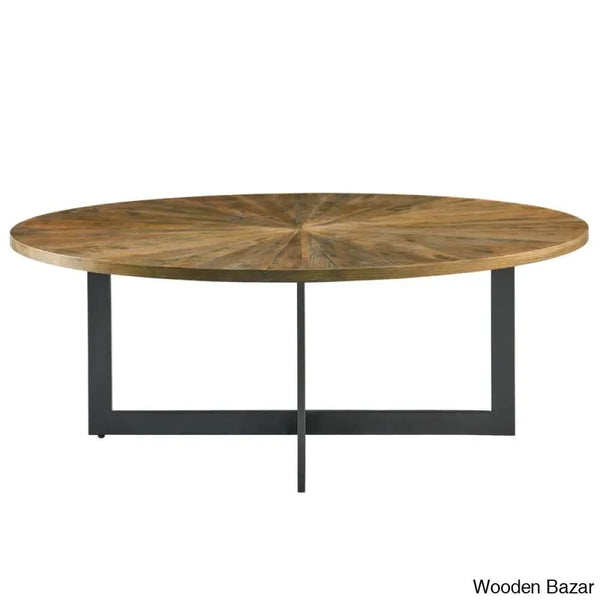 Glidewells Wood Veneer Oval Coffee And Center Table With Metal Legs