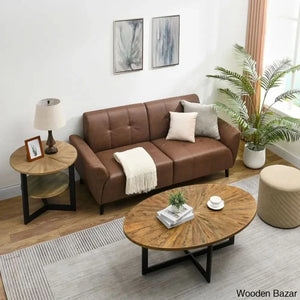 Glidewells Wood Veneer Oval Coffee And Center Table With Metal Legs