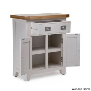 Granded Solid Wood Small Cabinet With 2 Door 1 Drawer - Wooden Bazar