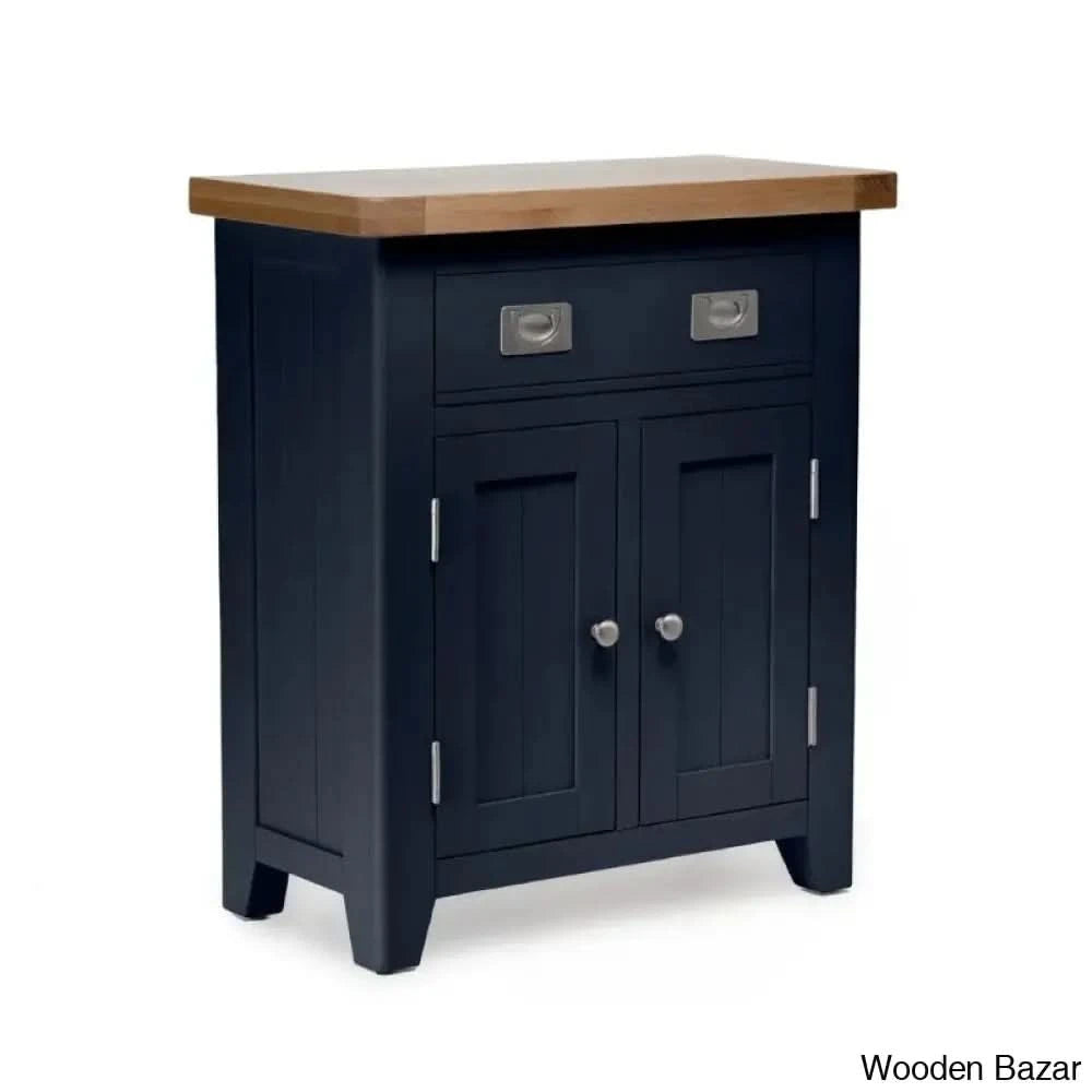 Granded Solid Wood Small Cabinet With 2 Door 1 Drawer - Wooden Bazar Blue
