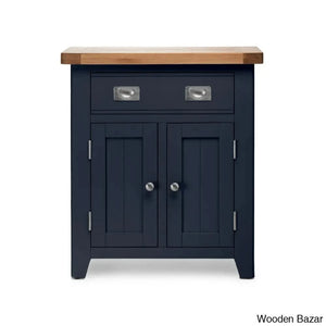 Granded Solid Wood Small Cabinet With 2 Door 1 Drawer - Wooden Bazar Blue