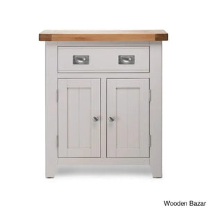 Granded Solid Wood Small Cabinet With 2 Door 1 Drawer - Wooden Bazar Gray