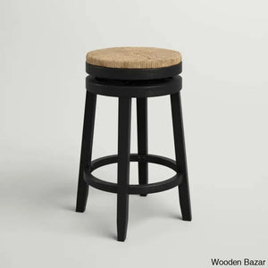 Granvillev Swivel Solid Wood Woven Seat Bar & Counter Stool