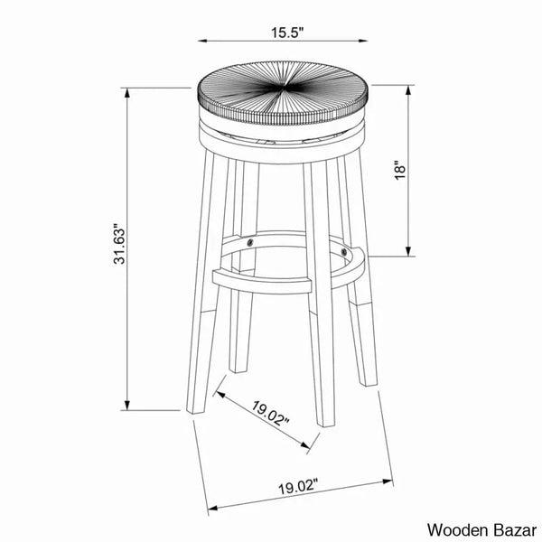 Granvillev Swivel Solid Wood Woven Seat Bar & Counter Stool