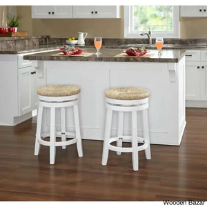Granvillev Swivel Solid Wood Woven Seat Bar & Counter Stool