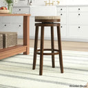 Granvillev Swivel Solid Wood Woven Seat Bar & Counter Stool Black / (31.5’’ Height)