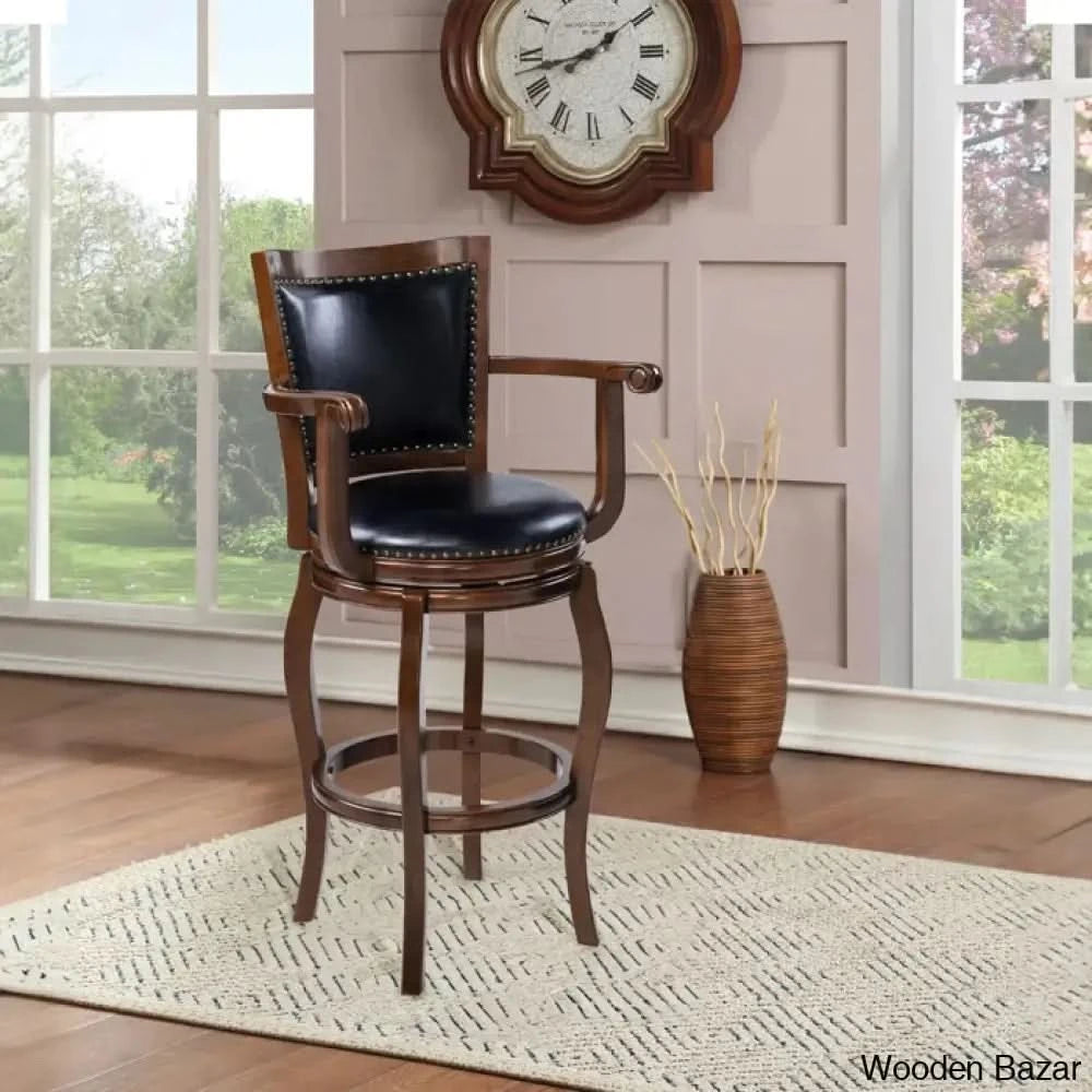 Greero Swivel Counter And Bar Stool Set Of 2- Wooden Bazar Cappuccino / Black