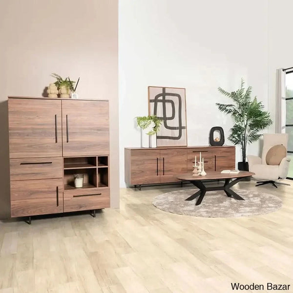 Gremio Stylish Solid Wood Roswell Storage Cabinet - Wooden Bazar