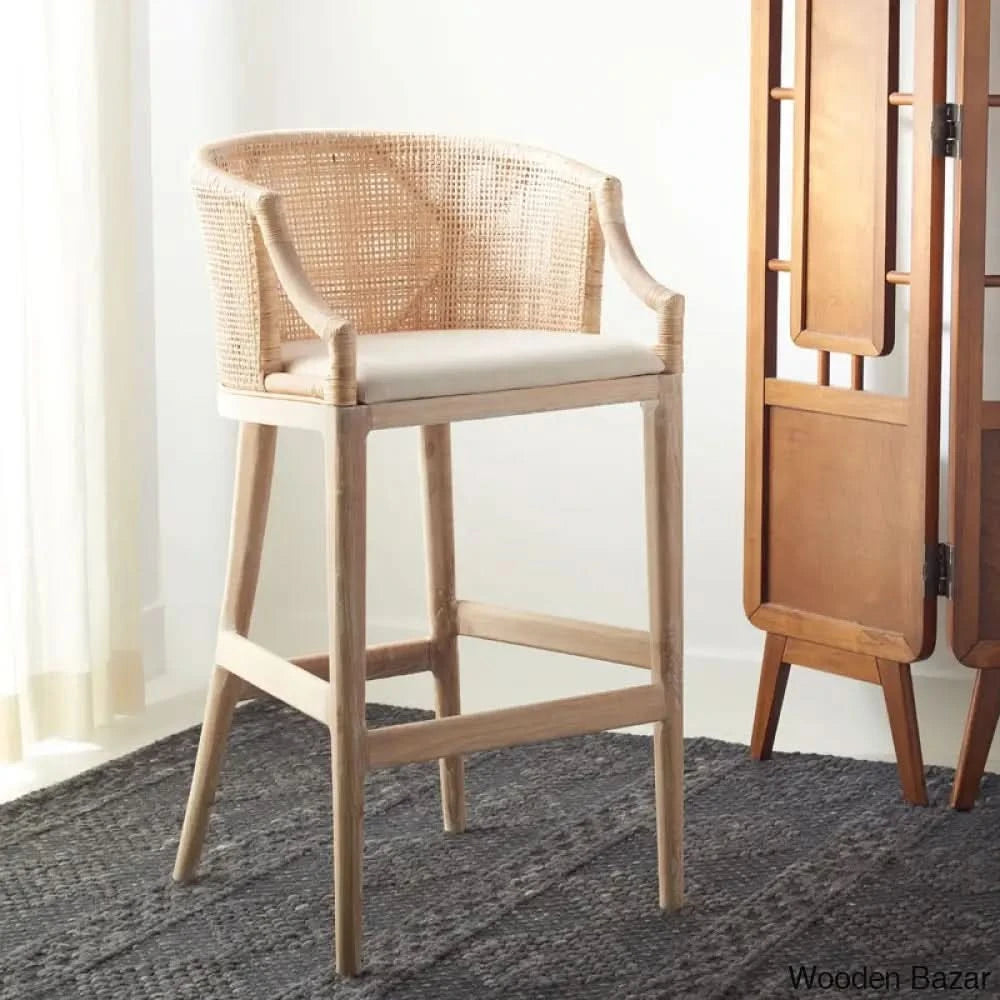 Griftons Swivel Counter And Bar Stool White Cushion/Natural Frame