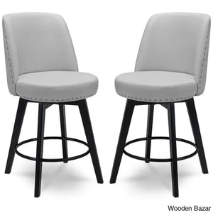 Griggstownz Swivel Upholstered 26’’ Counter Stool (Set Of 2) Light Gray