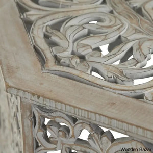 Guillermo Wooden Handmade Intricately Carved Floral Living Room Coffee Table With Hollow Interior
