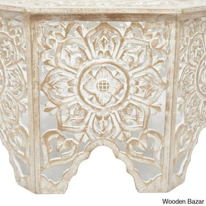 Guillermo Wooden Handmade Intricately Carved Floral Living Room Coffee Table With Hollow Interior
