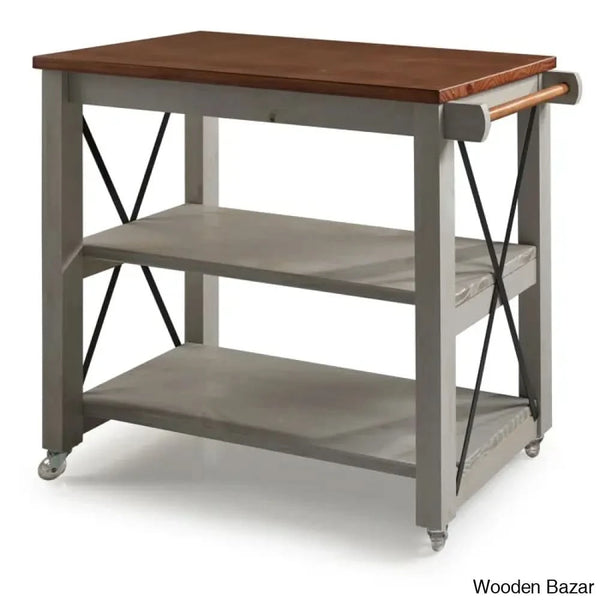 Gunas Solid Wood Kitchen Cart Trolley Cart Cabinet Kitchen Island With Storage
