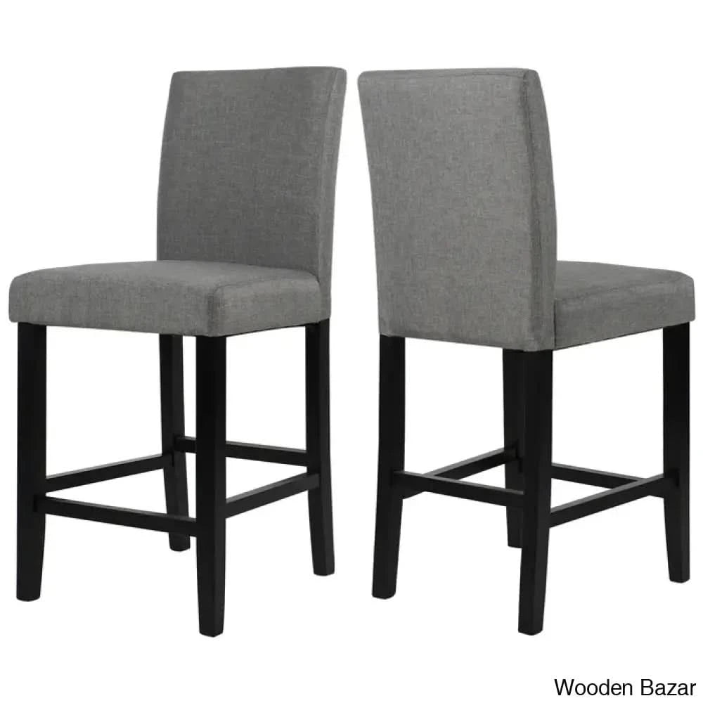Gurrolaz Swivel Solid Wood 25’’ Counter And Bar Stool (Set Of 2) Gray