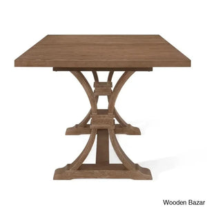 Hadden 6 Seater Wooden Solid Wood Trestle Dining Set